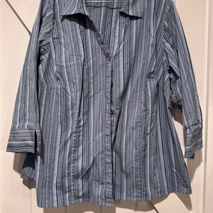 St. John's Bay Blue Striped Button Down Shirt